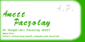 anett paczolay business card